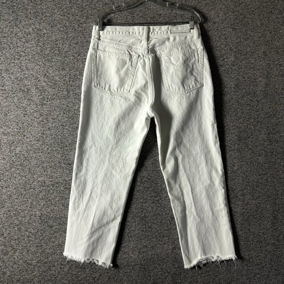 Re/Done Women's Size 30 White High Waist 70's Stovepipe Straight Leg Crop Jeans - Picture 2 of 11